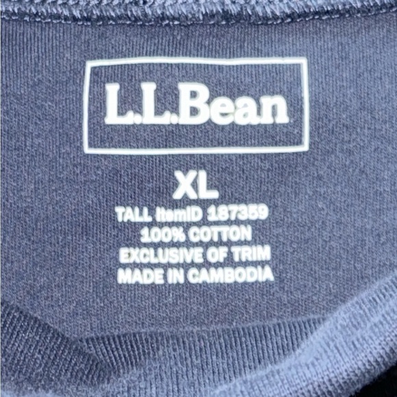 L.L.Bean Men’s Turtleneck Long Sleeve Shirt XL Tall Navy 100% Cotton - Picture 7 of 7